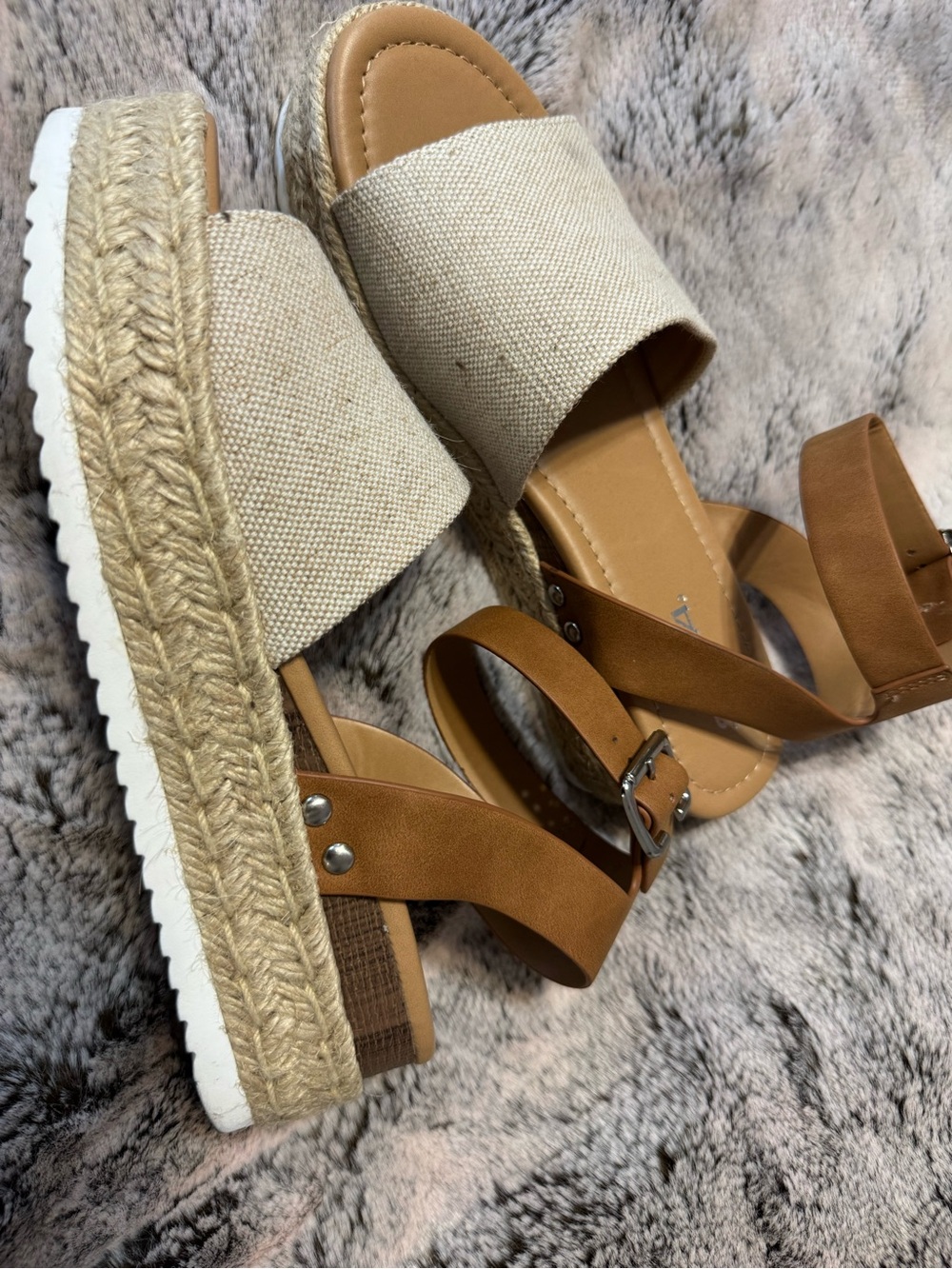 Women’s Tan and Natural Espadrille Platform Sandals